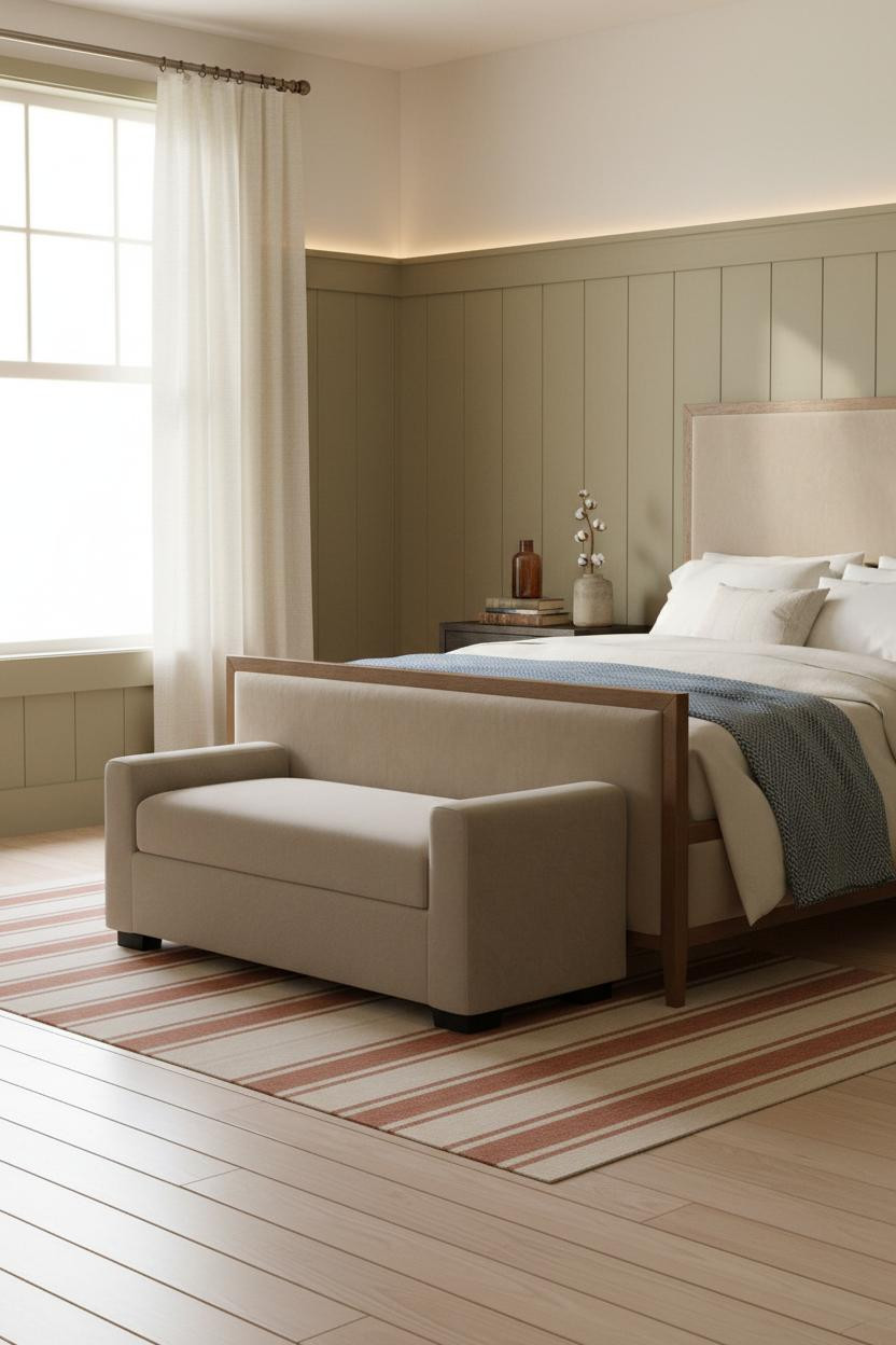Rustic Farmhouse Bedroom Wainscoting Natural Light
