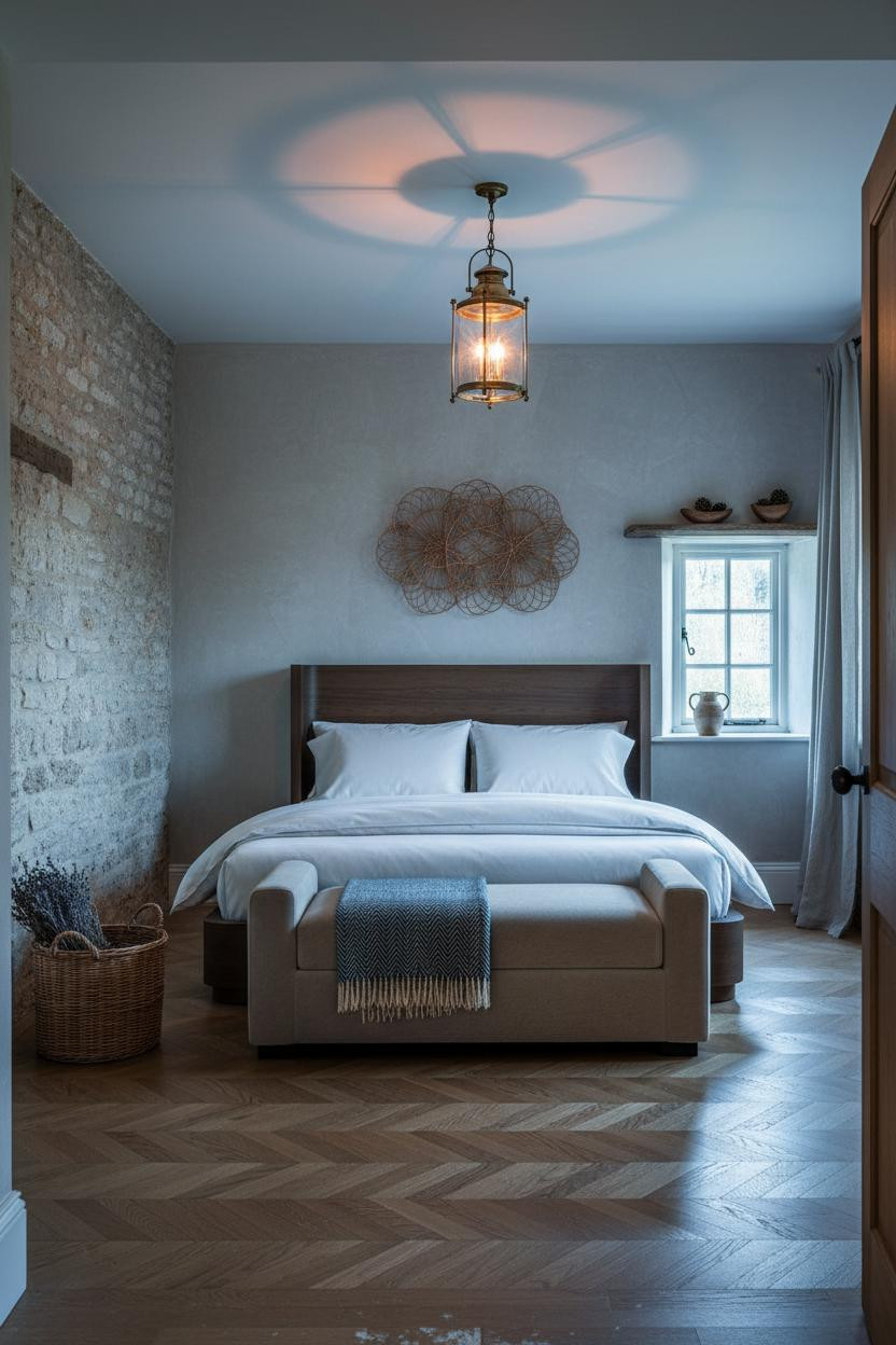Cottage Bedroom Stone Wall Morning Light
