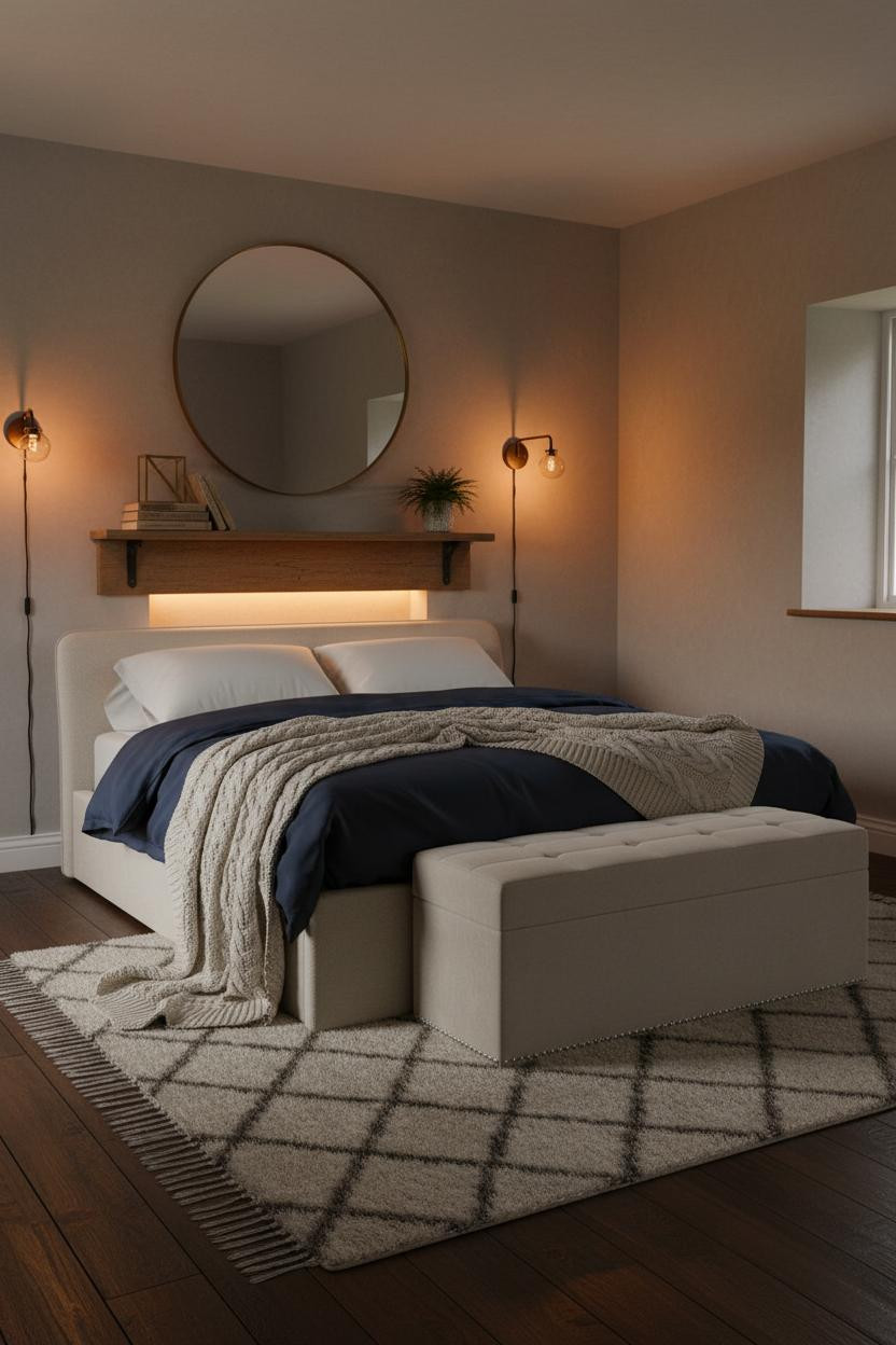 Cottage Bedroom Fireplace Warm Lighting