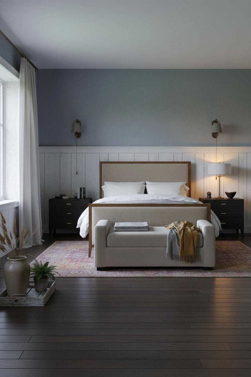 Cottage Bedroom Scottish Highland Wainscoting