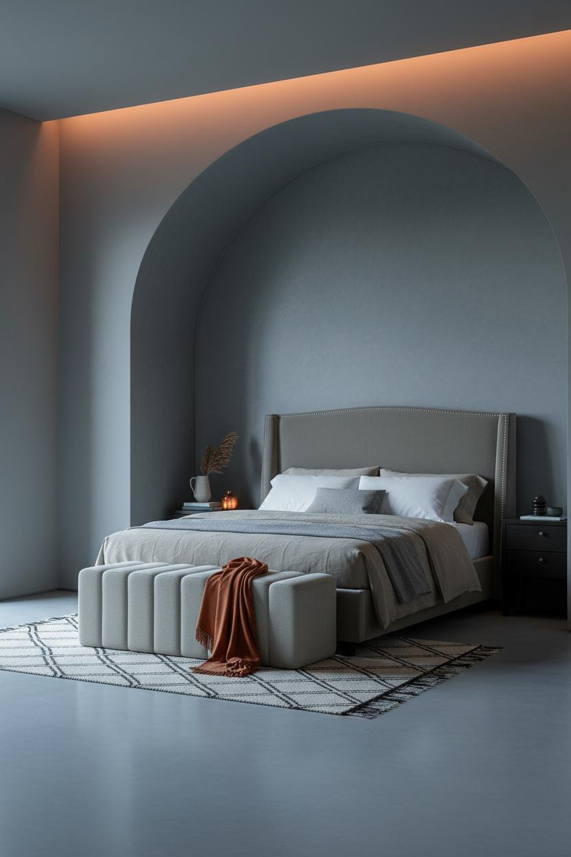Neutral Coastal Bedroom Arched Niche