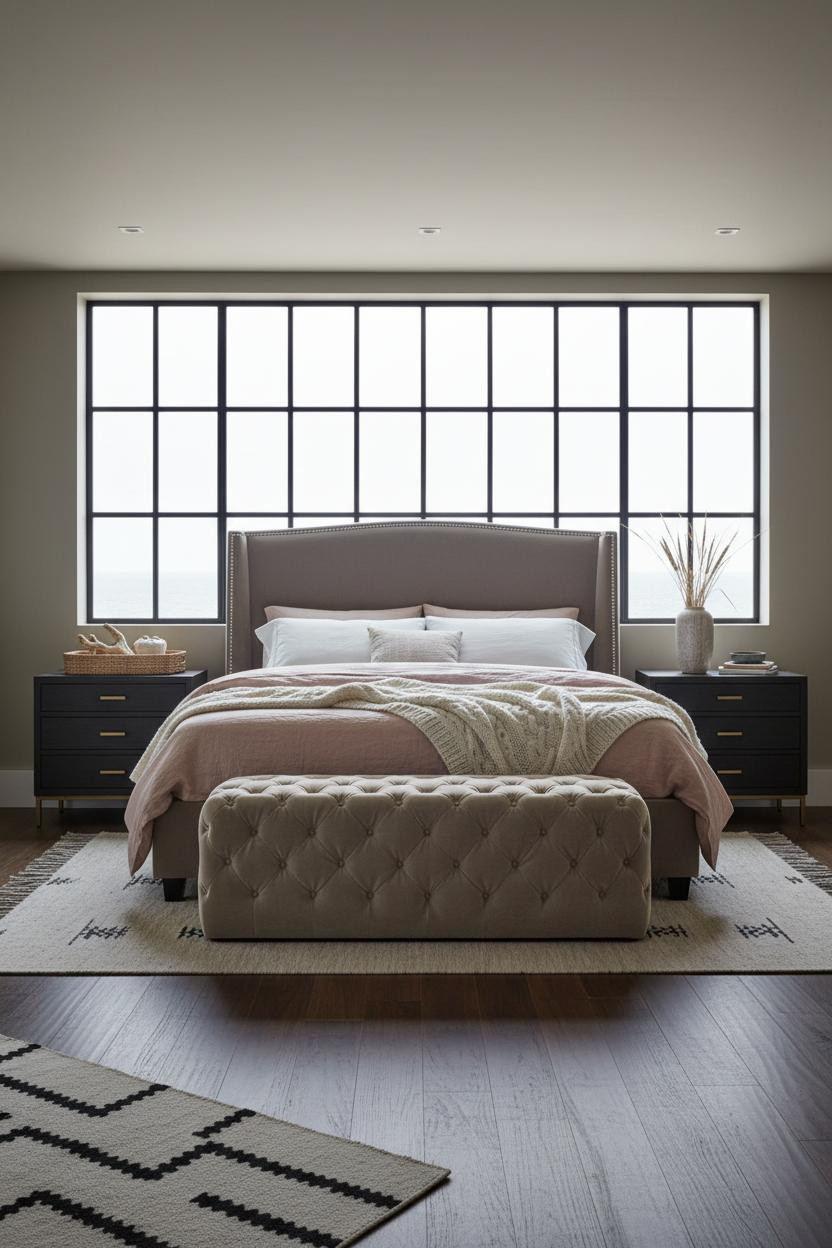 Neutral Coastal Bedroom Sage Steel Windows