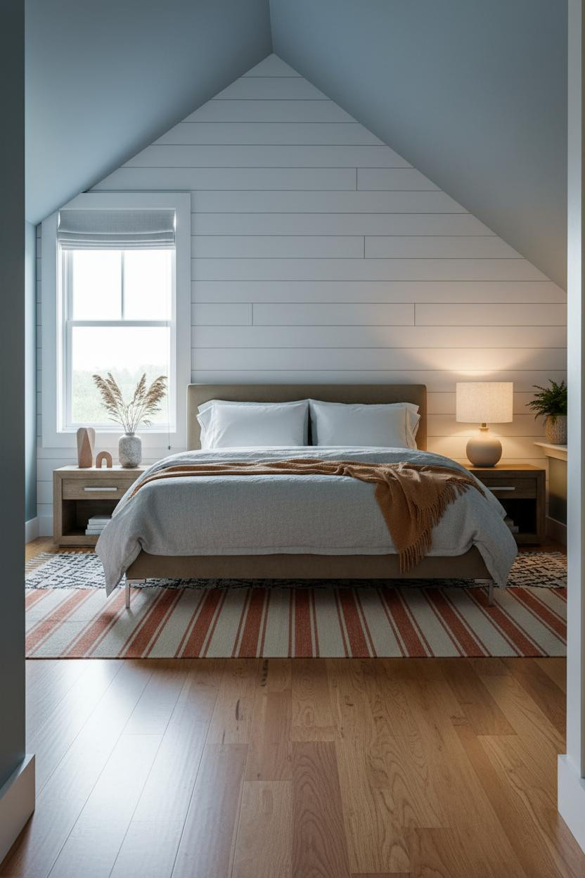 Low Attic Guest Room Bright Contemporary