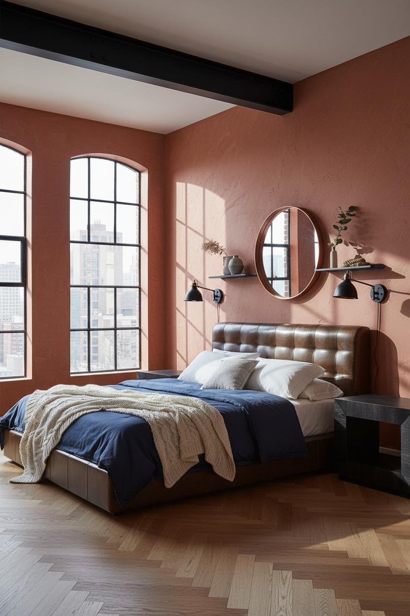 Rustic Industrial Bedroom Black Steel Terracotta