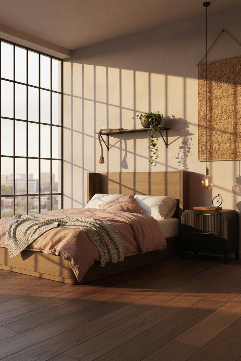 Rustic Industrial Bedroom Steel Window