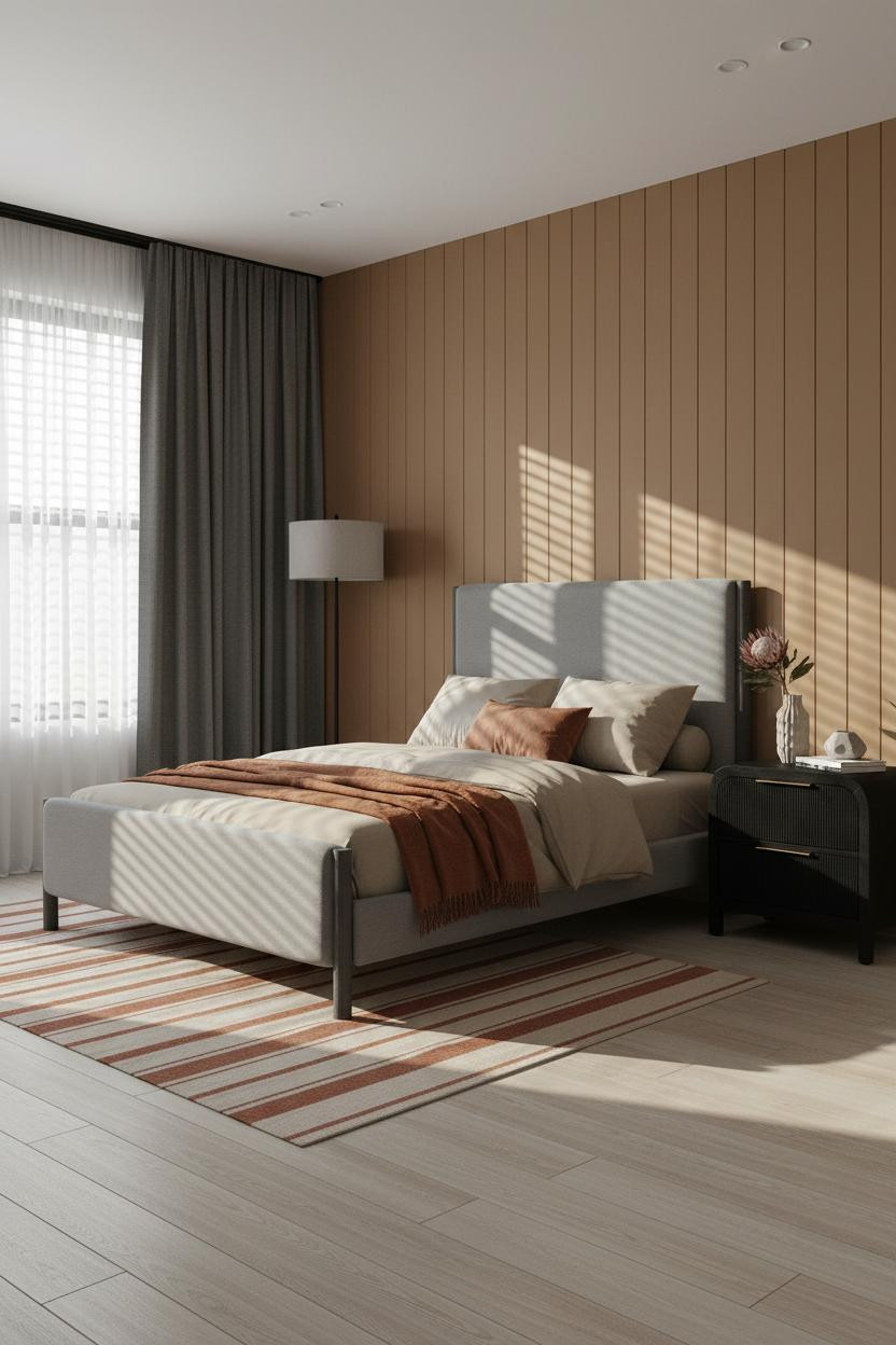 Modern Farmhouse Platform Bed Batten Wall