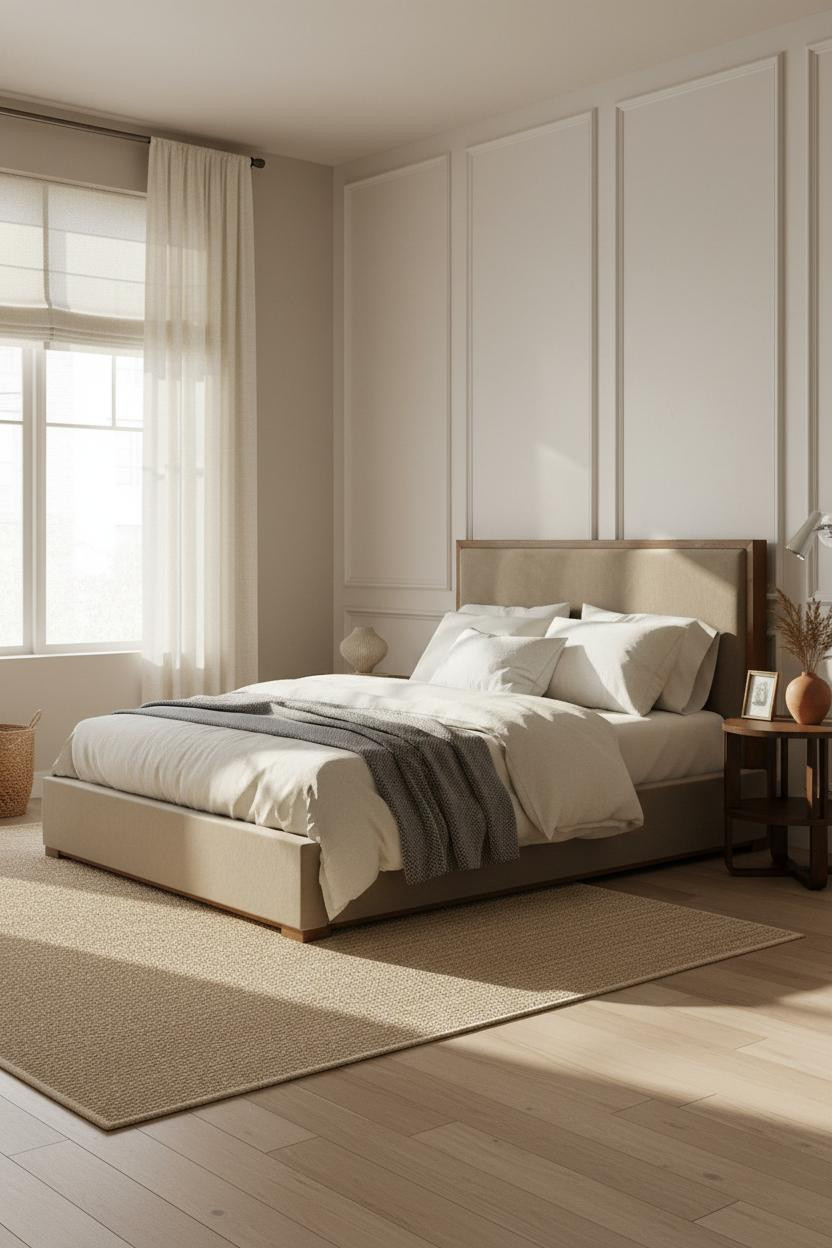 Timeless Bedroom Paneled Walls Natural Light