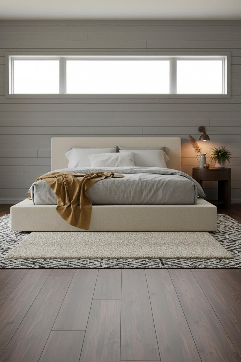 Timeless Bedroom Japandi Shiplap Headwall