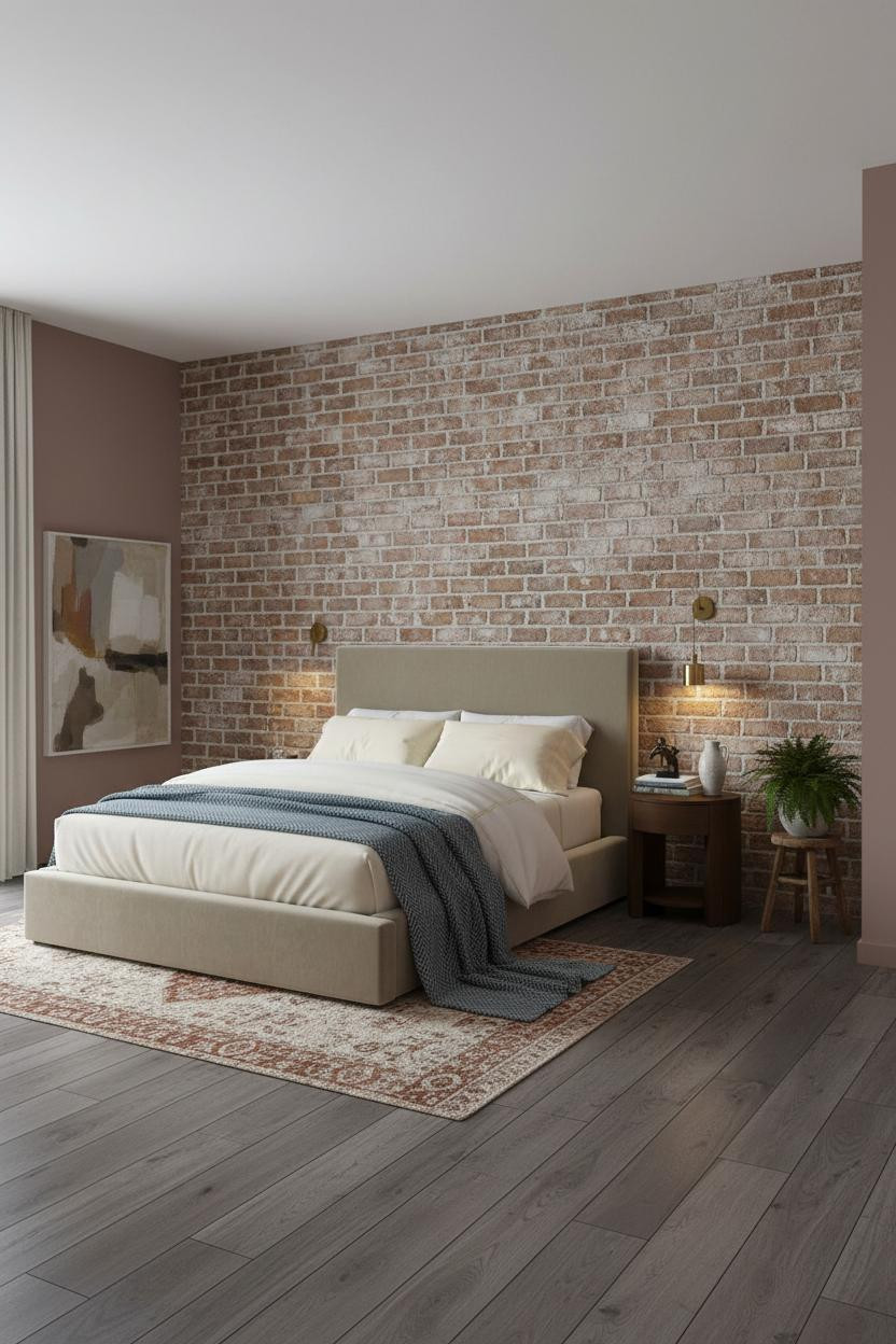 Timeless Bedroom Exposed Brick Elegant