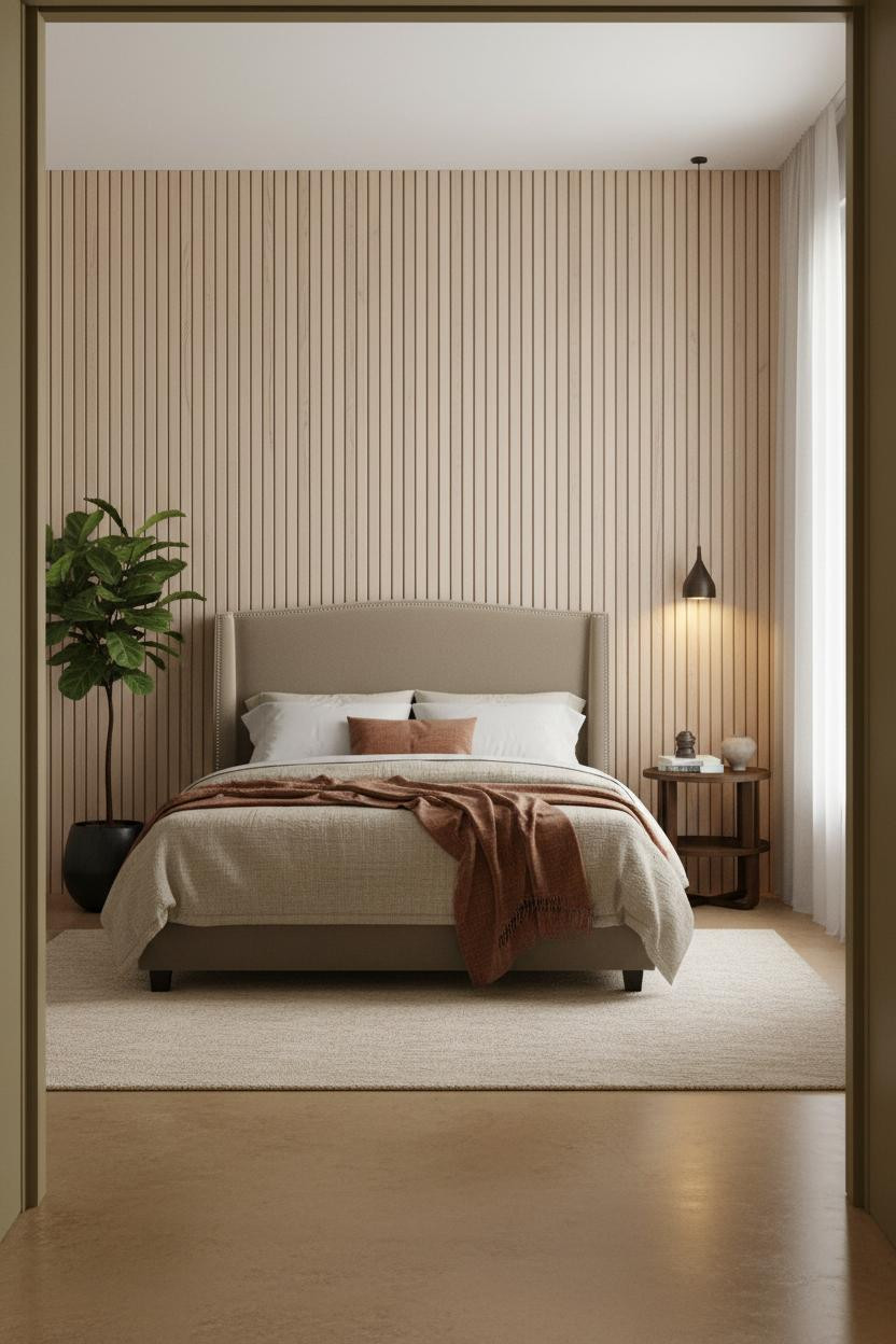 Timeless Bedroom Wood Feature Wall
