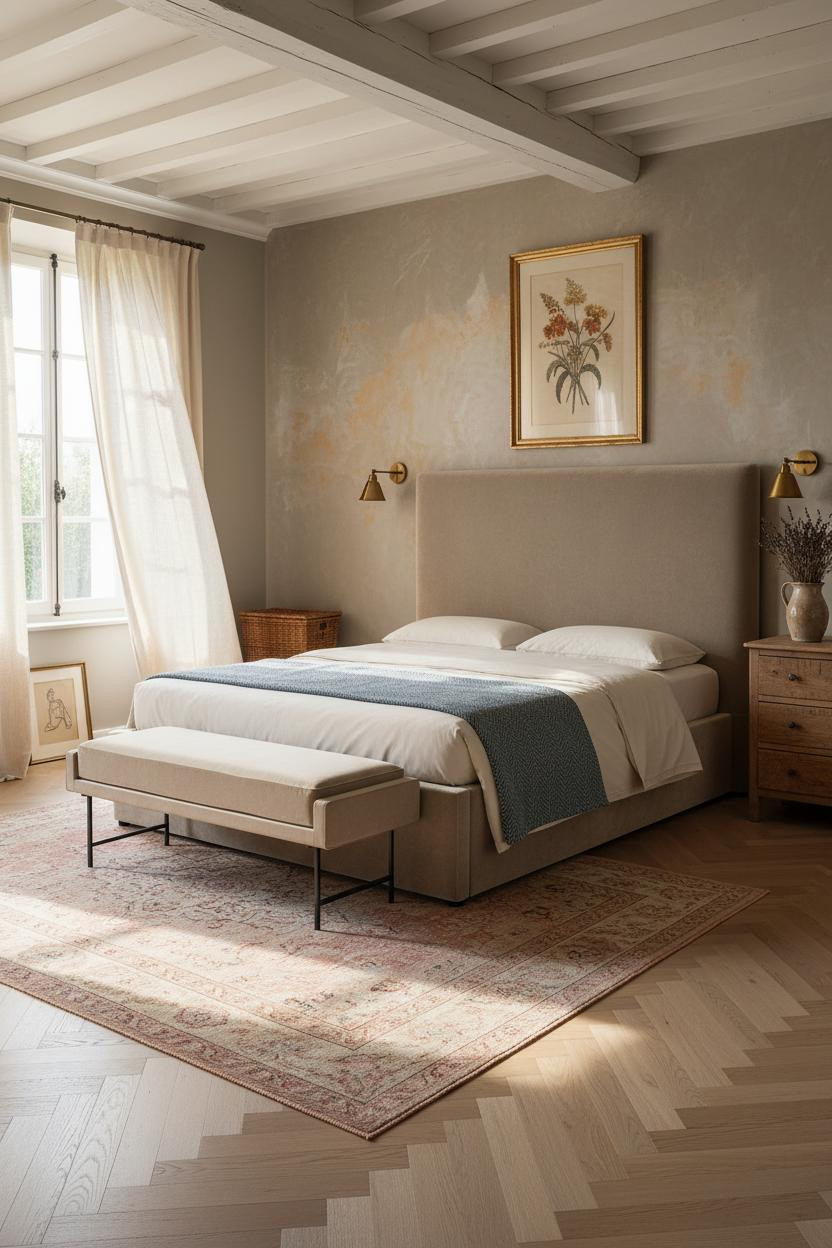 Modern French Country Bedroom Bright Windows