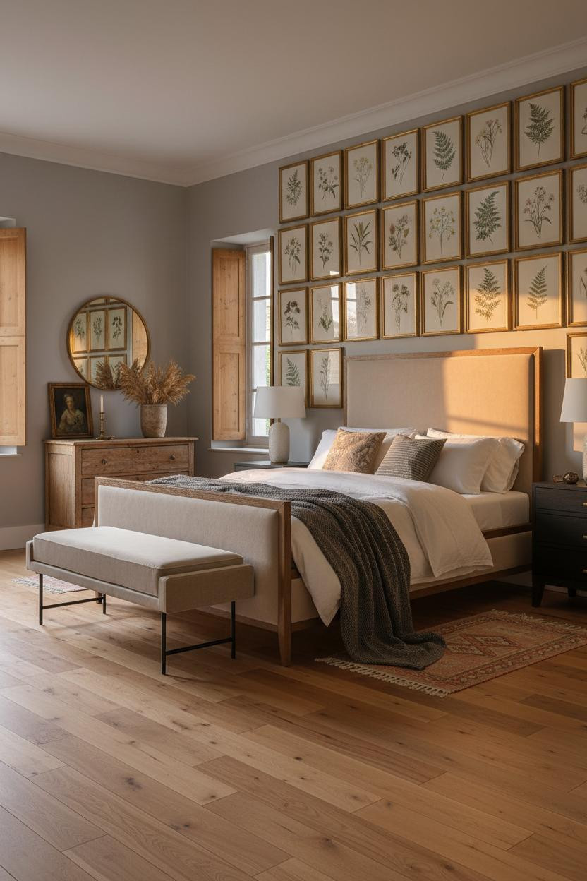 French Country Bedroom Gallery Wall Botanical Prints