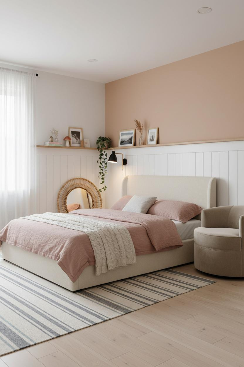 Teen Bedroom Aesthetic Farmhouse Design with Wainscoting