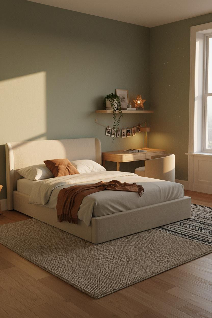 Teen Bedroom Aesthetic Nordic Design with Sage Walls