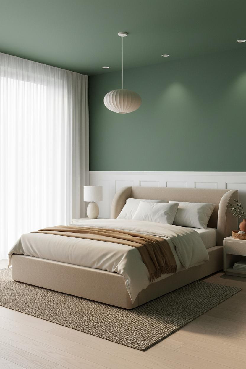 Gray Bed Frame Scandi Bedroom Forest Green