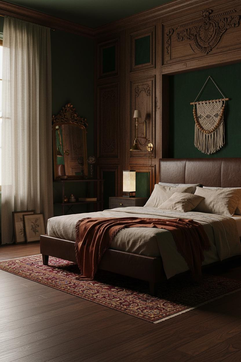 Moody Maximalist Bedroom Dark Eclectic Vintage