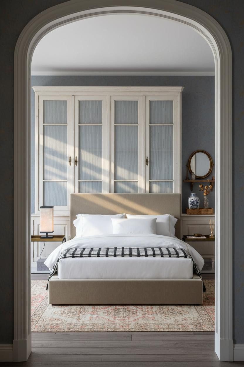 Grand Millennial Bedroom Vintage Cabinet Brass