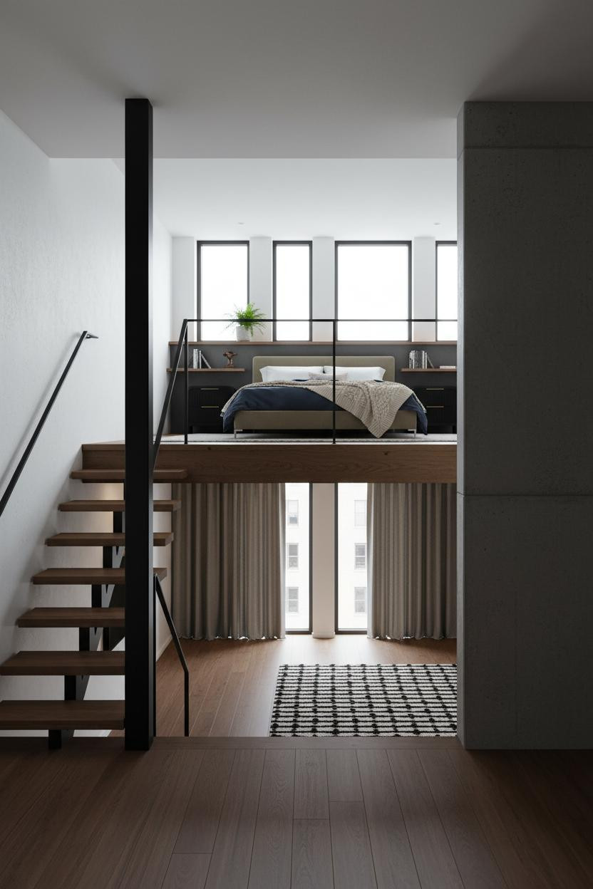 Mezzanine Bedroom Loft Platform Bed Design