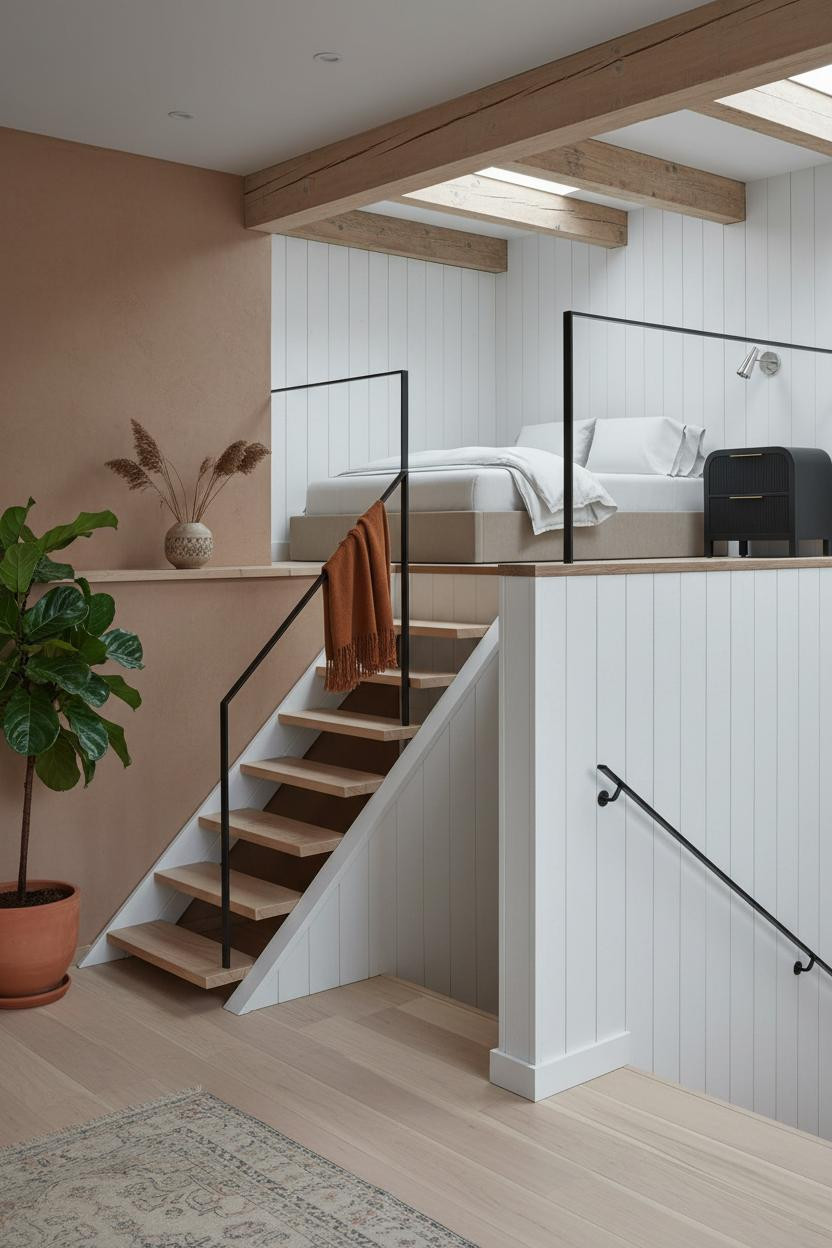 Mezzanine Bedroom Rustic Loft Platform