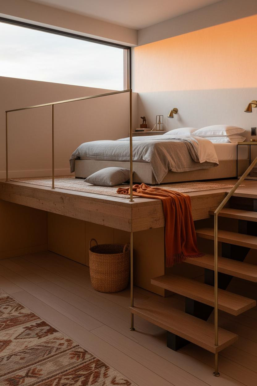 Mezzanine Bedroom Loft Platform Bed Design