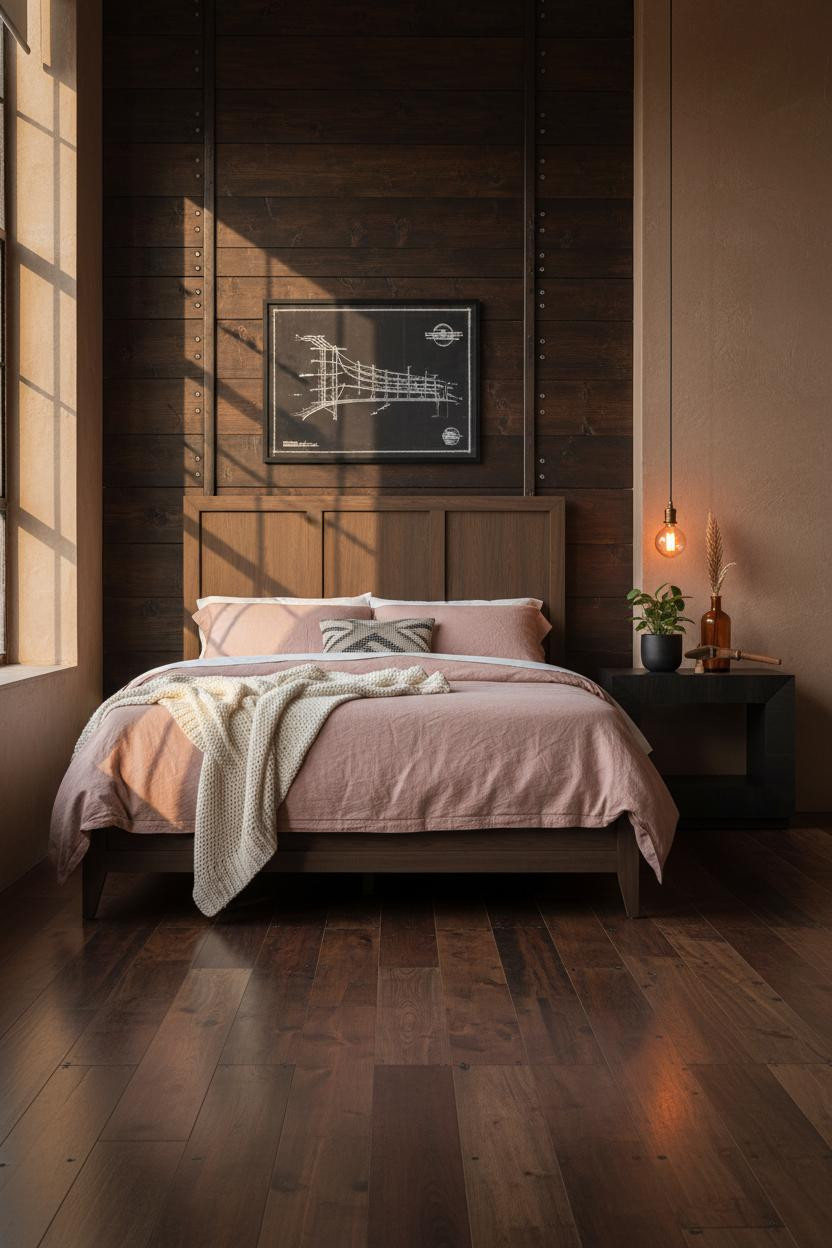 Industrial Bedroom Board Batten Accent Wall