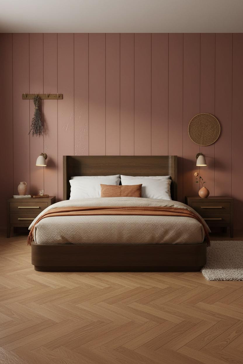 English Cottage Bedroom Dusty Rose Oak