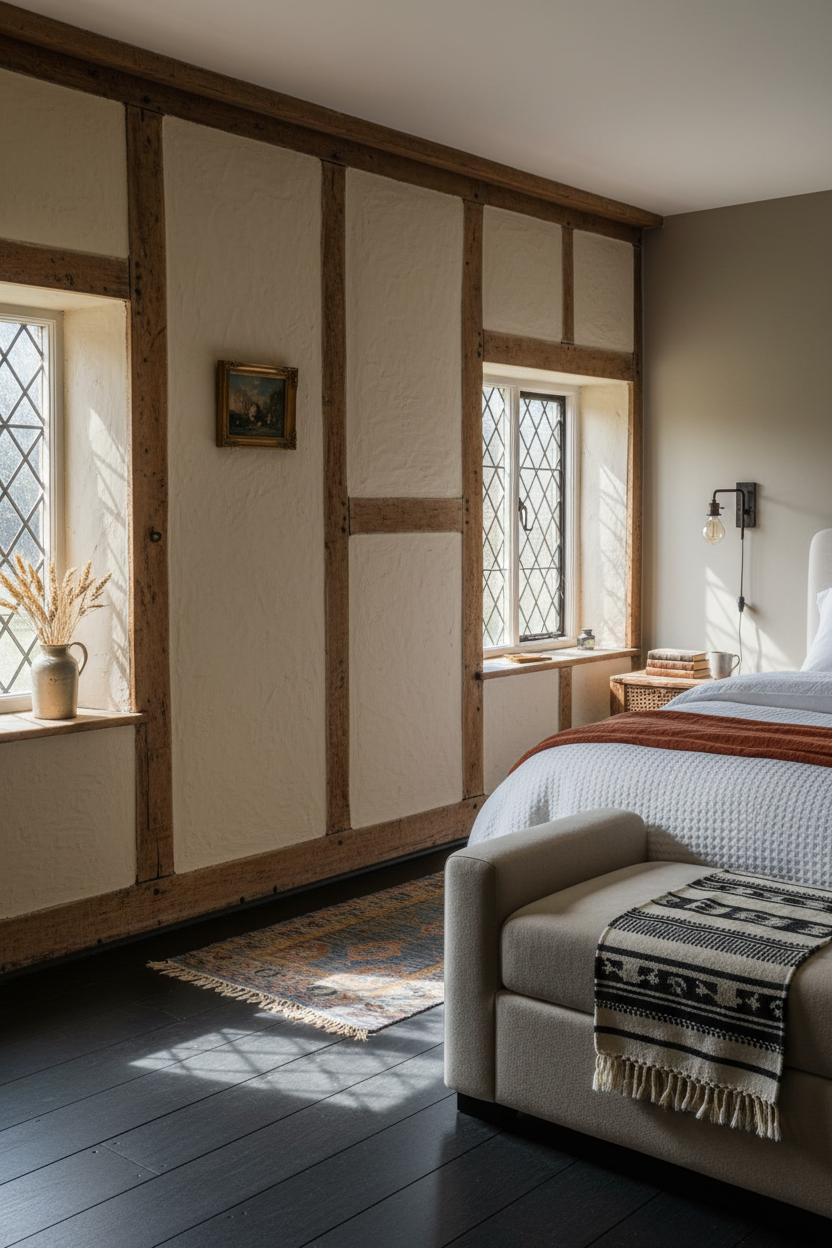English Cottage Bedroom Timber Frame Frost Light