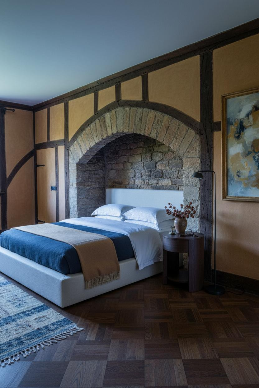 English Cottage Bedroom Stone Inglenook Arch