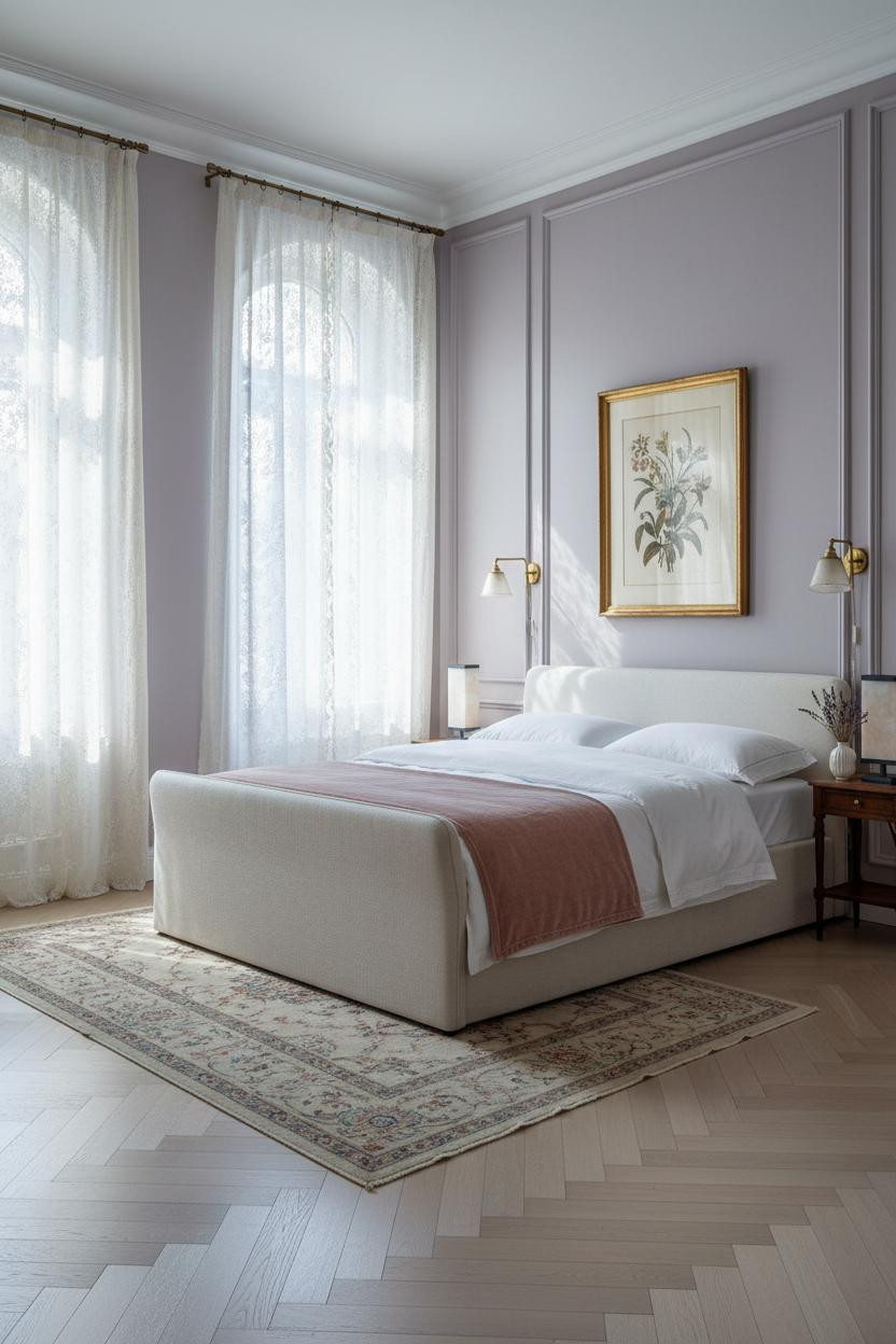 French Provincial Bedroom Lace Curtains Lavender
