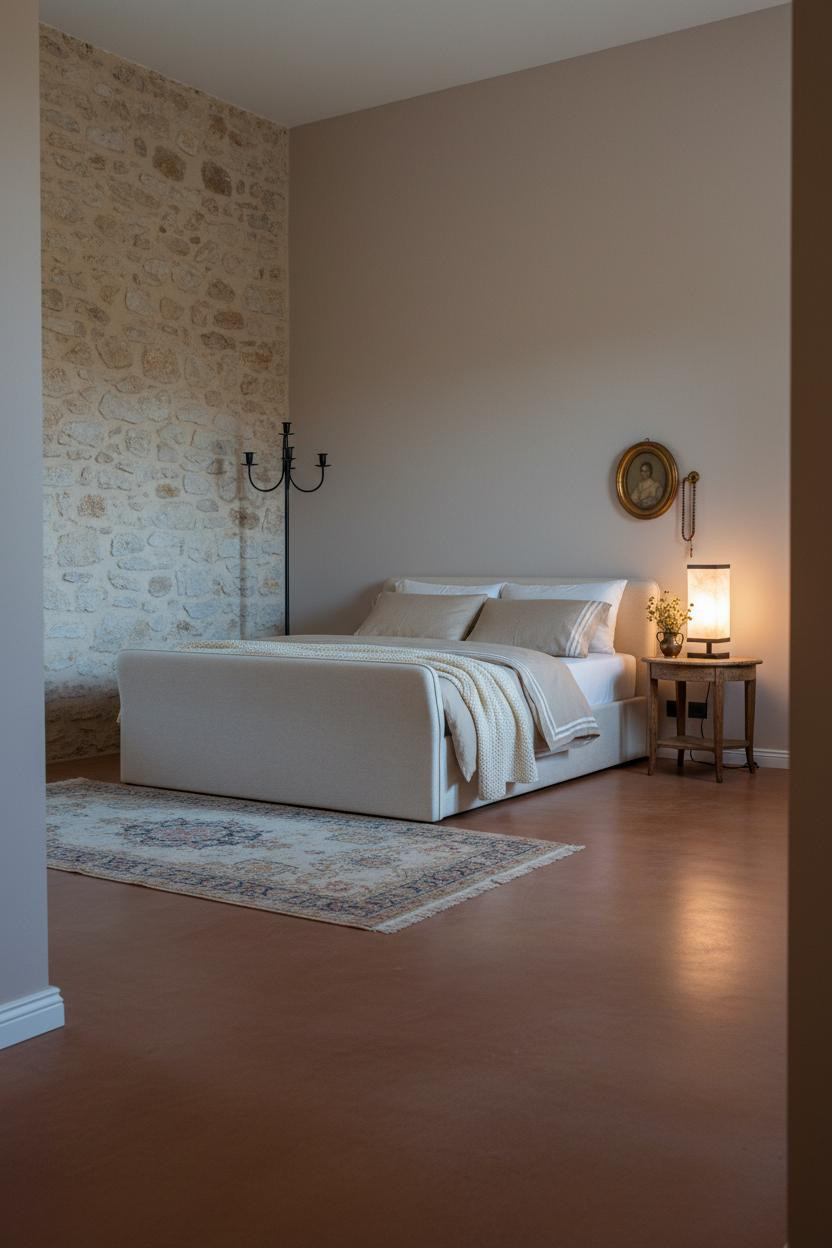 French Provincial Bedroom Stone Walls