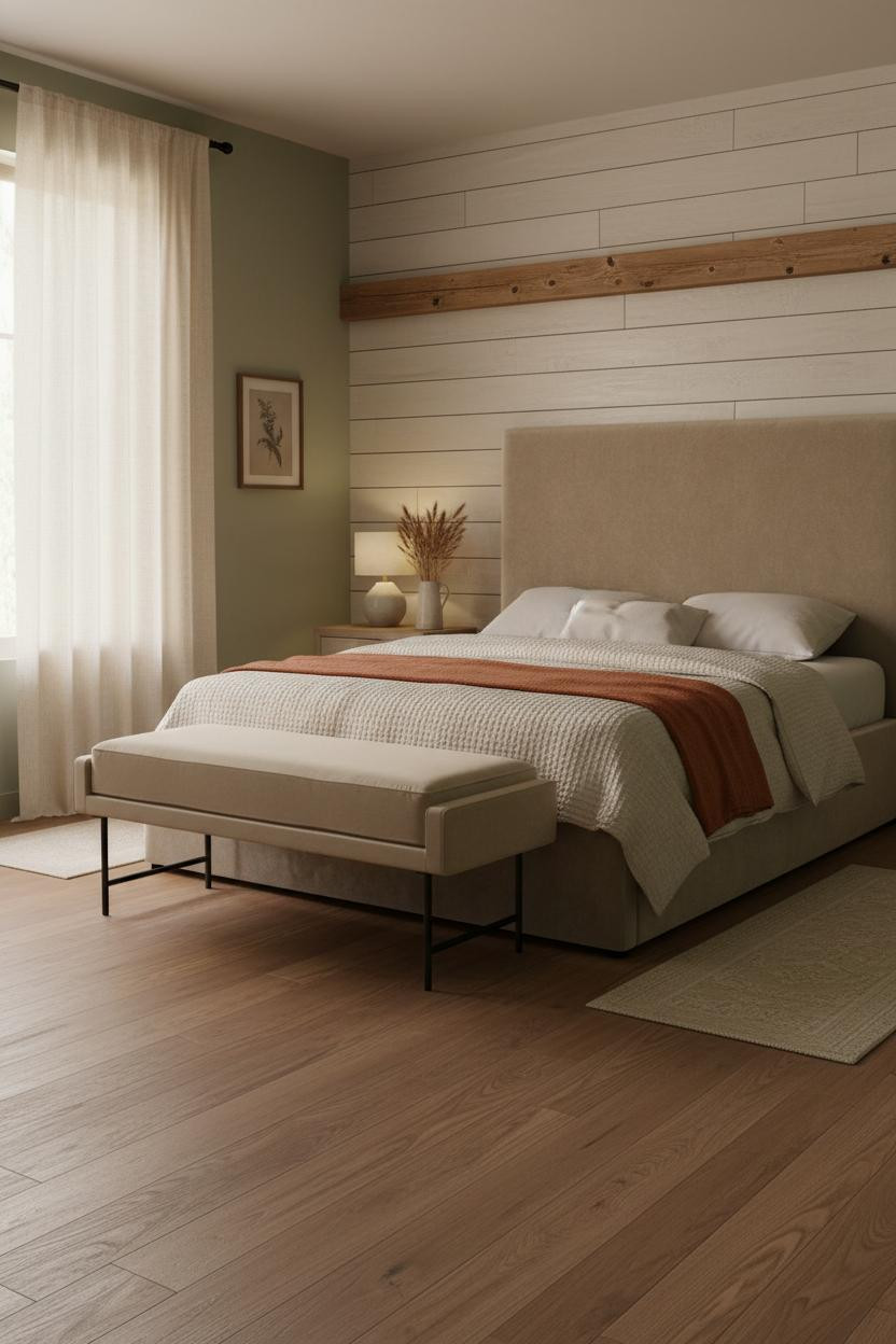 Guest Bedroom Farmhouse Shiplap Accent Wall