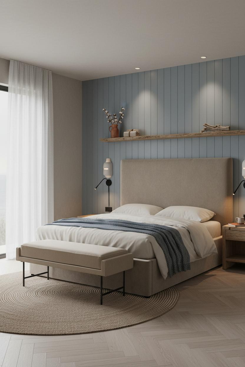 Guest Bedroom Stone Blue Farmhouse Accent Wall