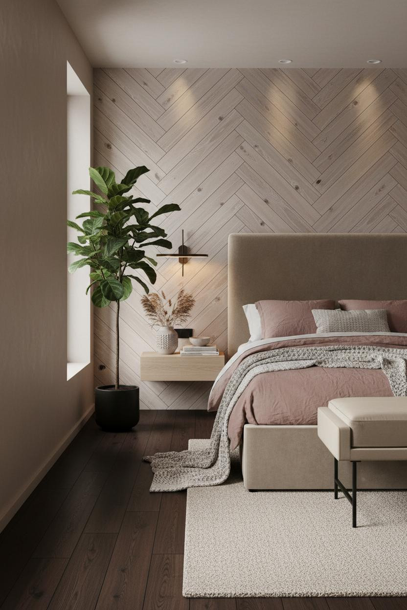 Guest Bedroom Herringbone Farmhouse Accent