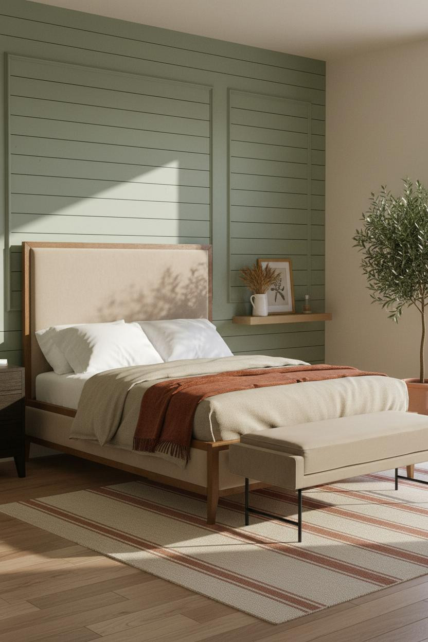 Guest Bedroom Modern Farmhouse Sage Shiplap