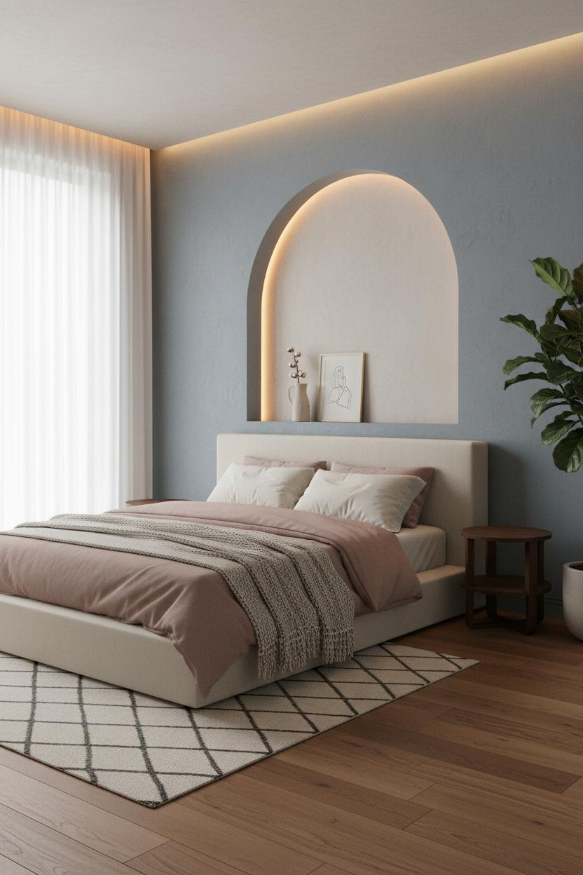 Small Bedroom Design Arched Niche Accent