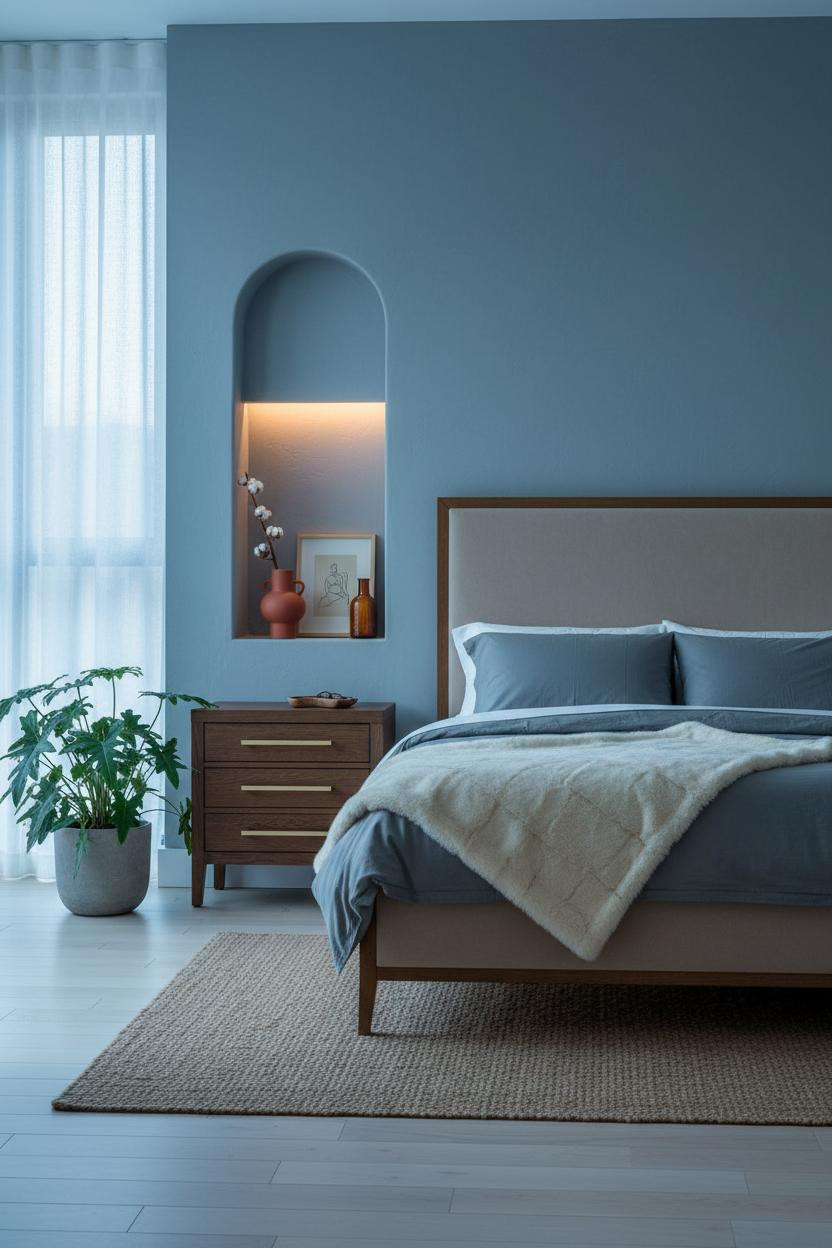 Small Bedroom Alcove Headboard Design