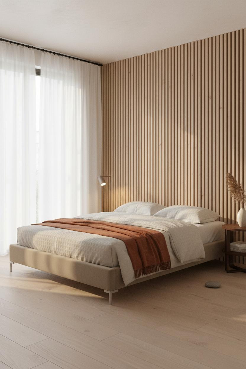 Cozy Japanese Bedroom Japandi Wood Accent
