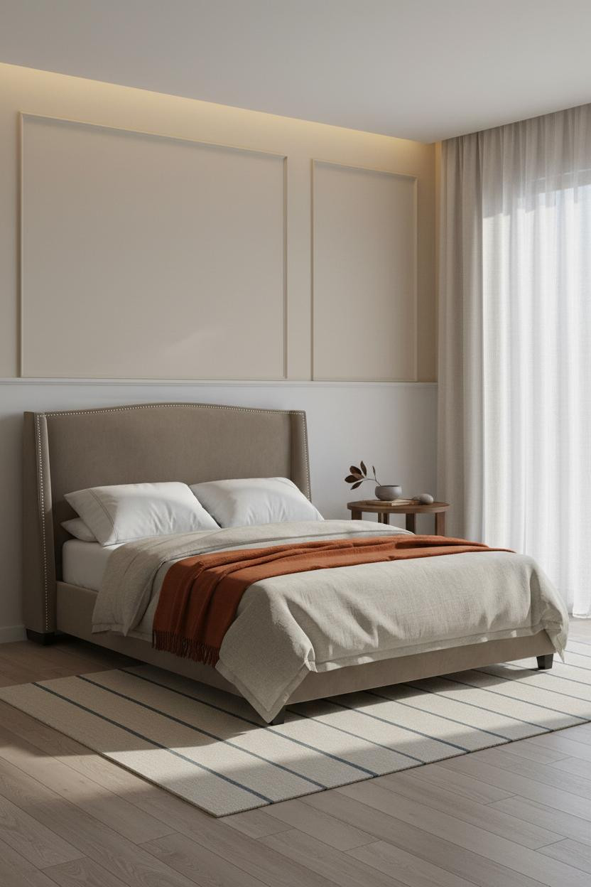 Cozy Japanese Bedroom Minimalist Wainscoting