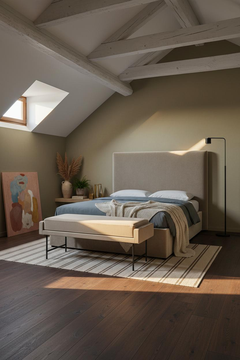 Boho Minimalist Attic Bedroom Earthy Accents