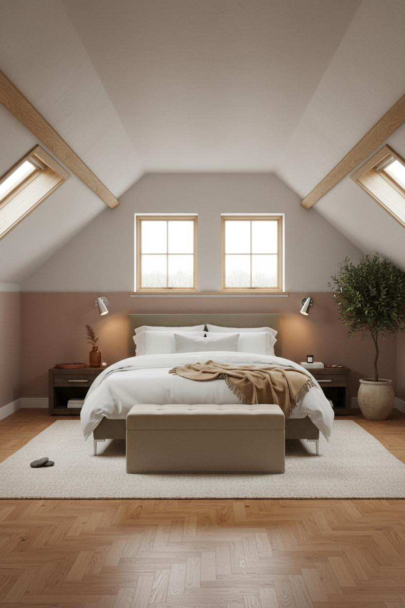 Boho Minimalist Attic Bedroom Japandi Style