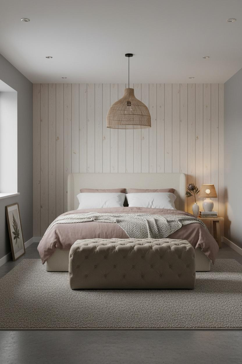 Boho Minimalist Attic Bedroom Accent Wall
