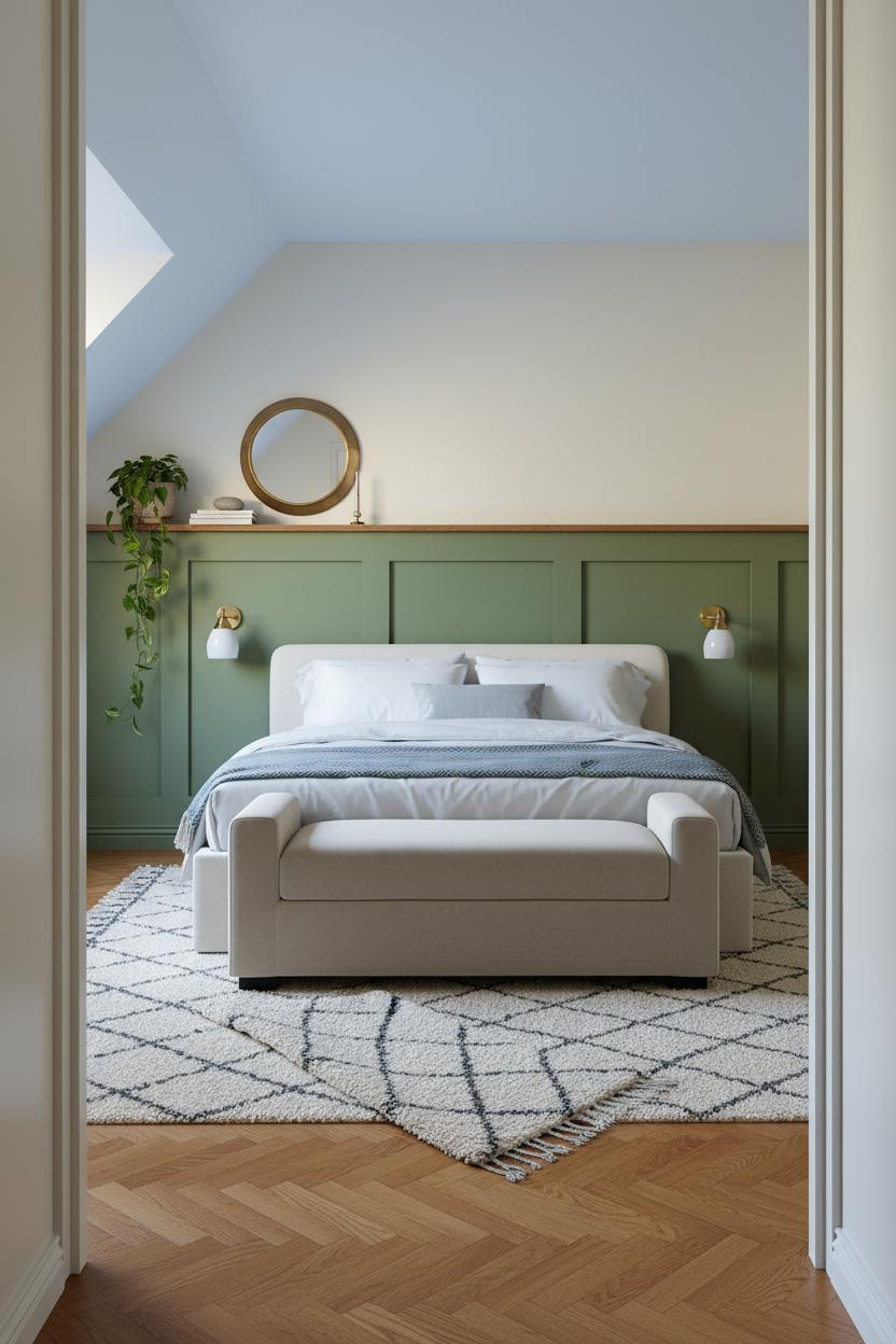 Boho Minimalist Bedroom Attic Shiplap Moss Green