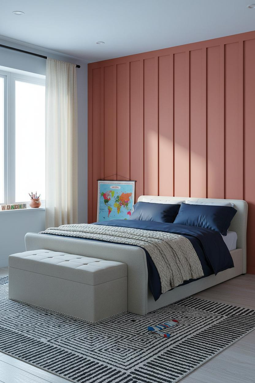 Eclectic Kids Room Maximalist Terracotta Walls