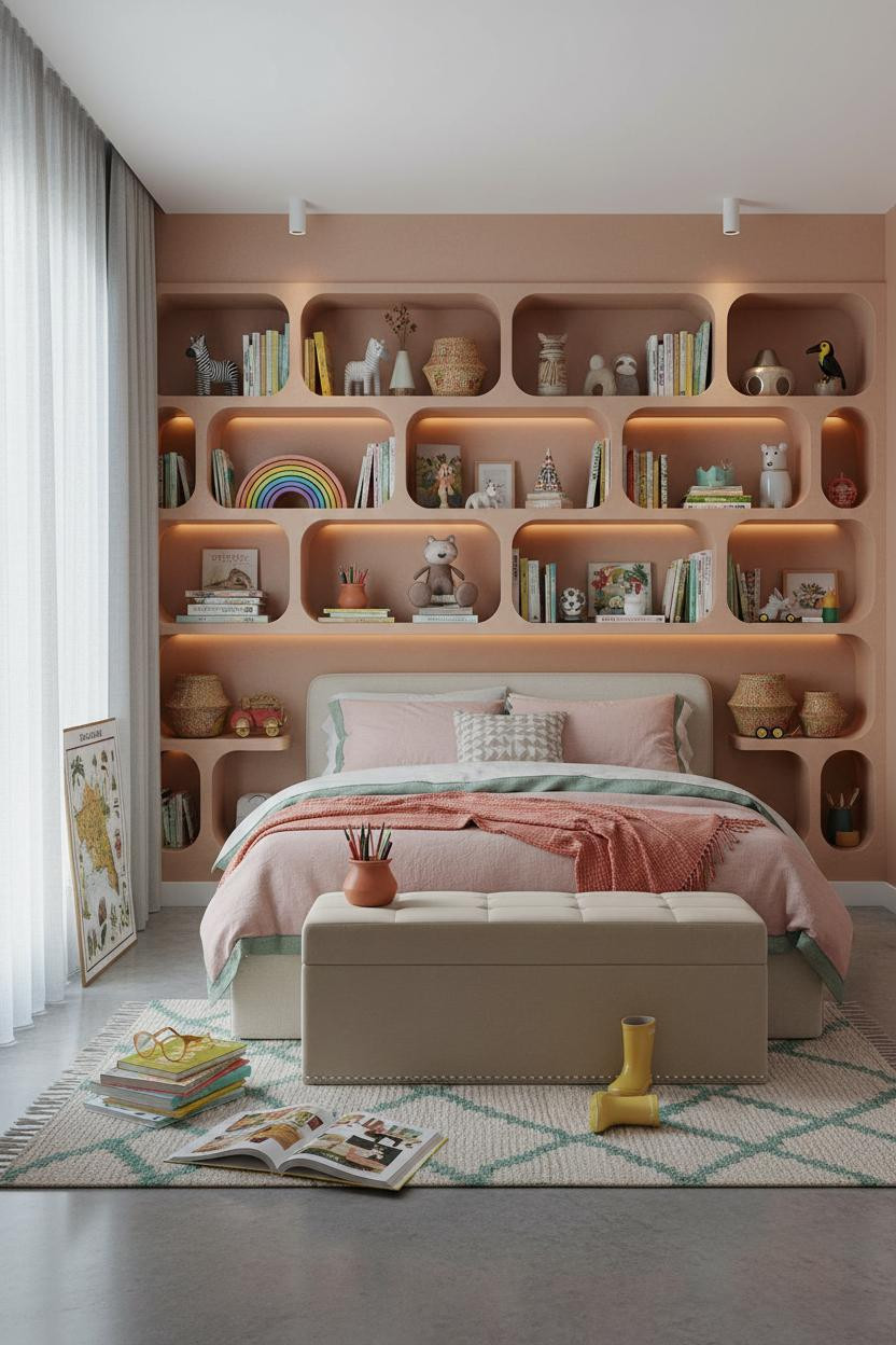 Eclectic Kids Room Whimsical Shelving