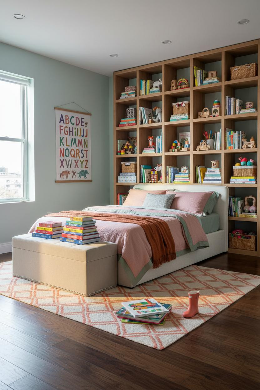 Eclectic Kids Room Maximalist Shelving