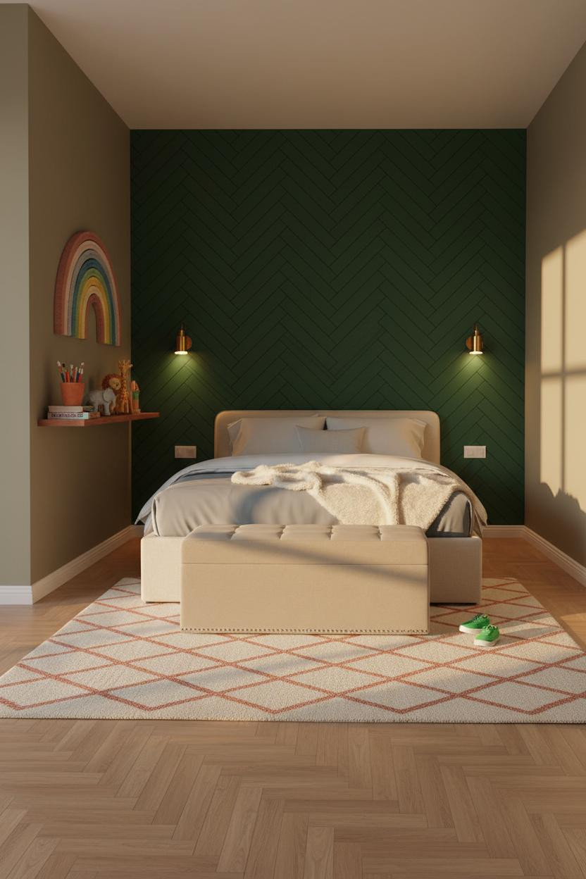 Eclectic Kids Room Whimsical Herringbone Accent