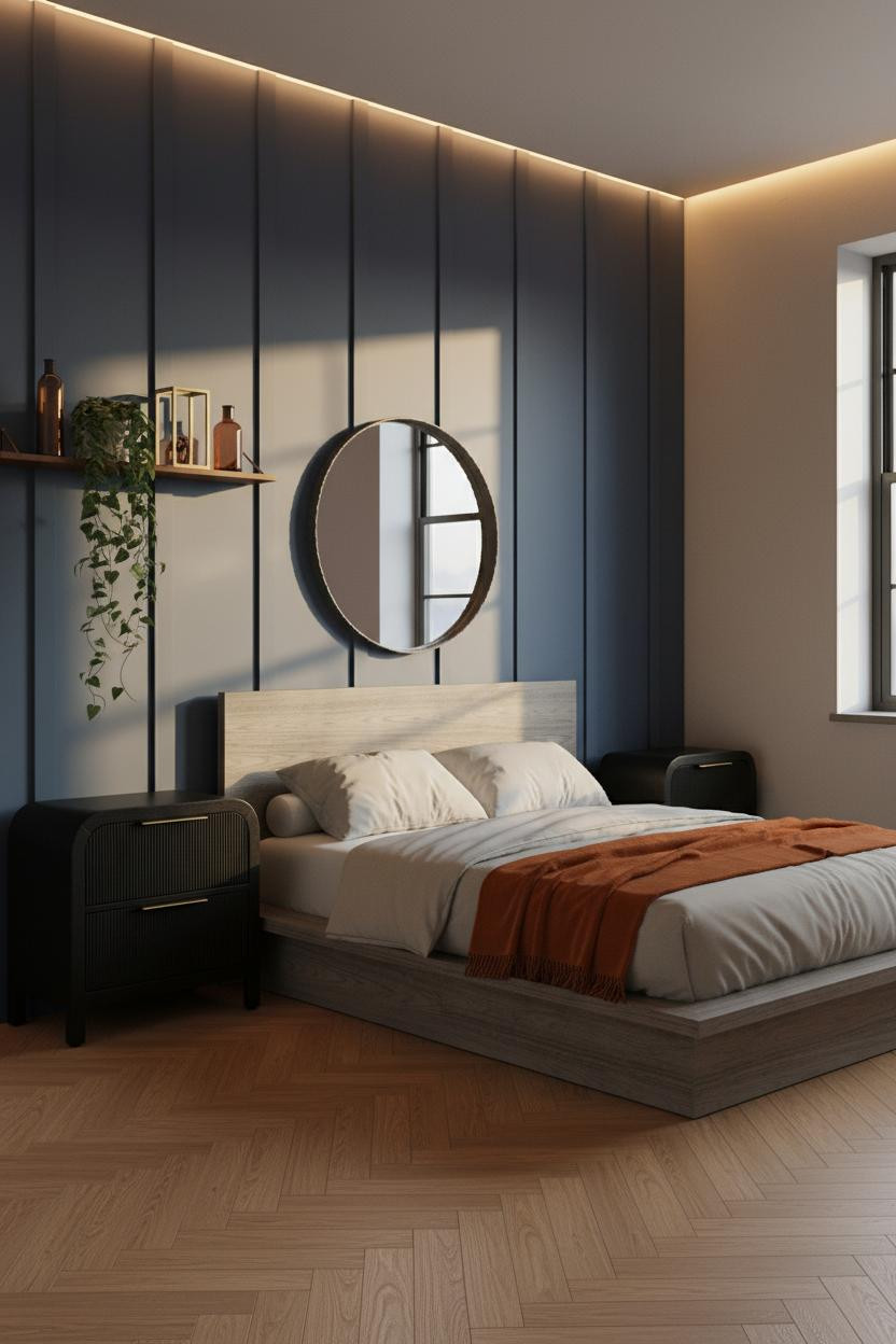 Studio Apartment Men Slate Accent Wall