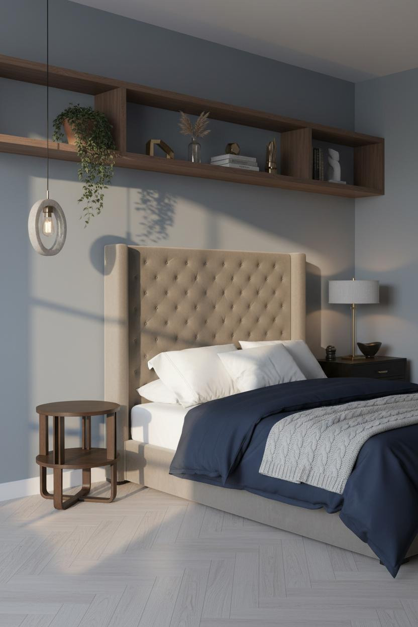 Studio Apartment Men Walnut Shelving