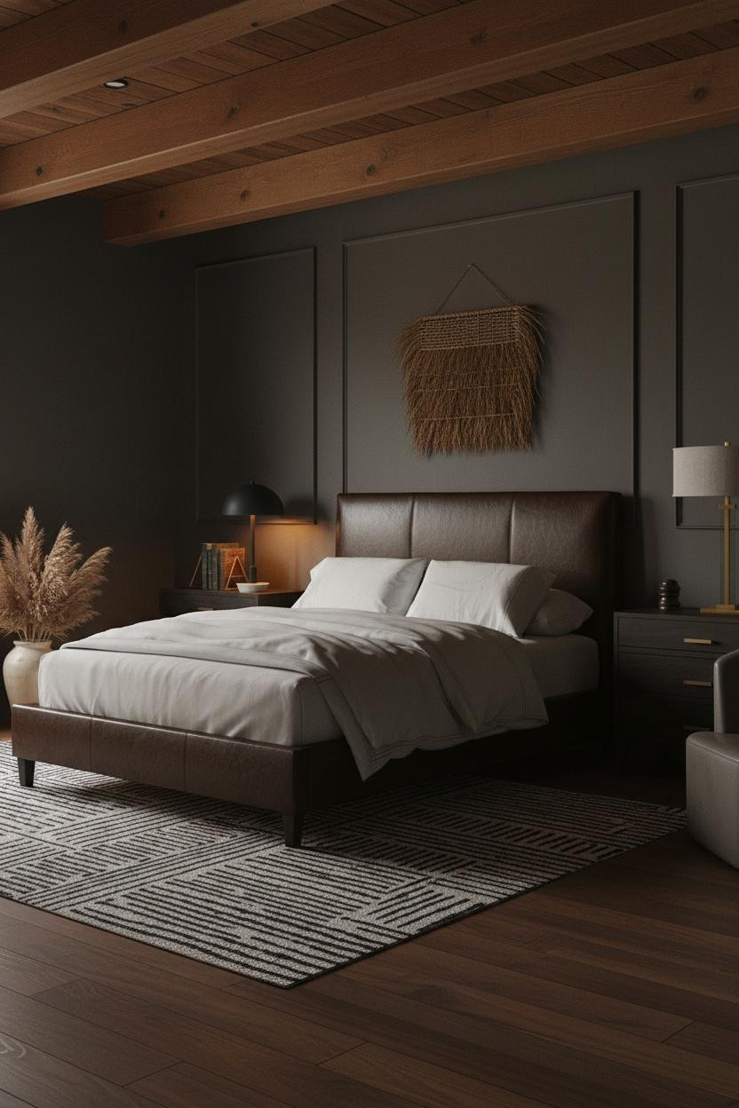 Dark Cozy Bedroom Moody Amber Lighting