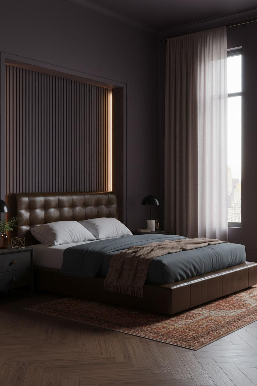 Dark Cozy Bedroom Plum Velvet Curtains